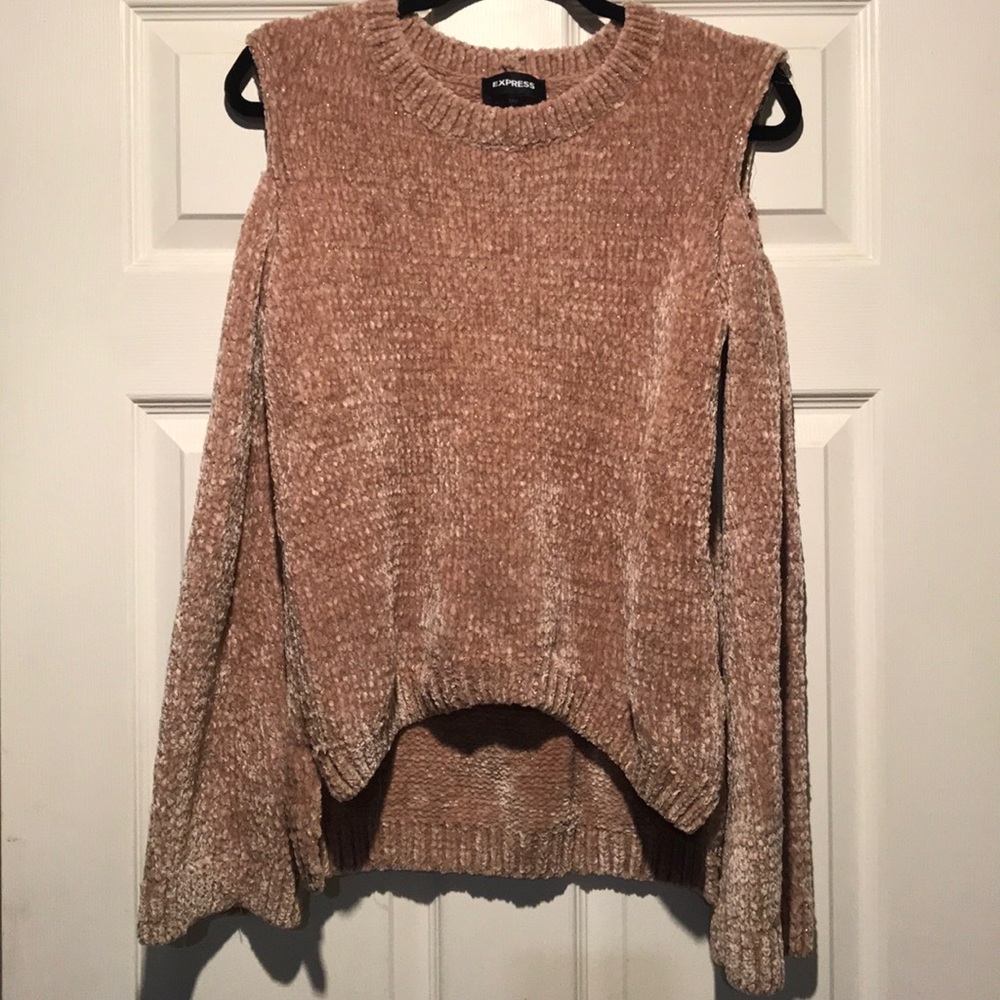 EXPRESS COLD SHOULDER velvet knit sweater Size S